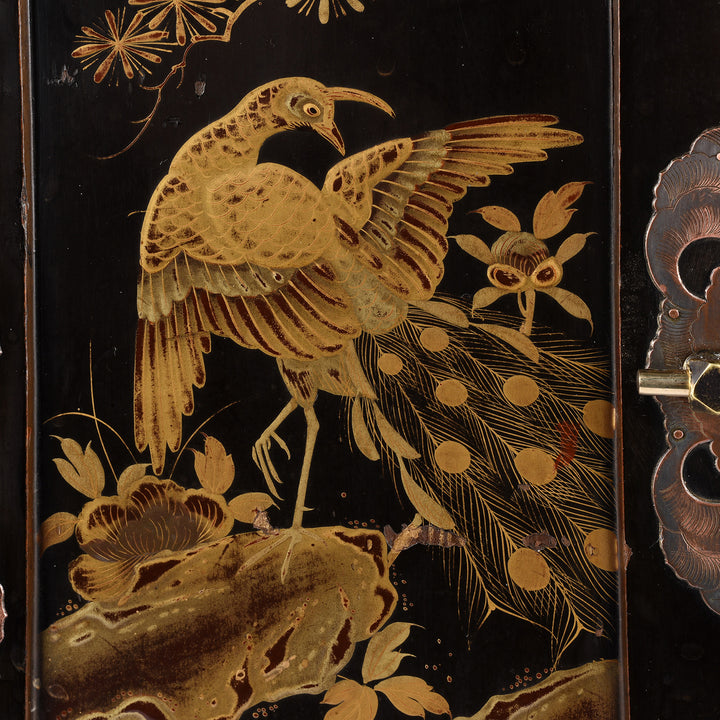 Detail From Antique apanese Lacquered Kodansu Table Cabinet - Meiji Period | Indigo Antiques