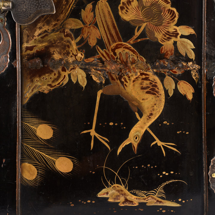 Detail From Antique apanese Lacquered Kodansu Table Cabinet - Meiji Period | Indigo Antiques