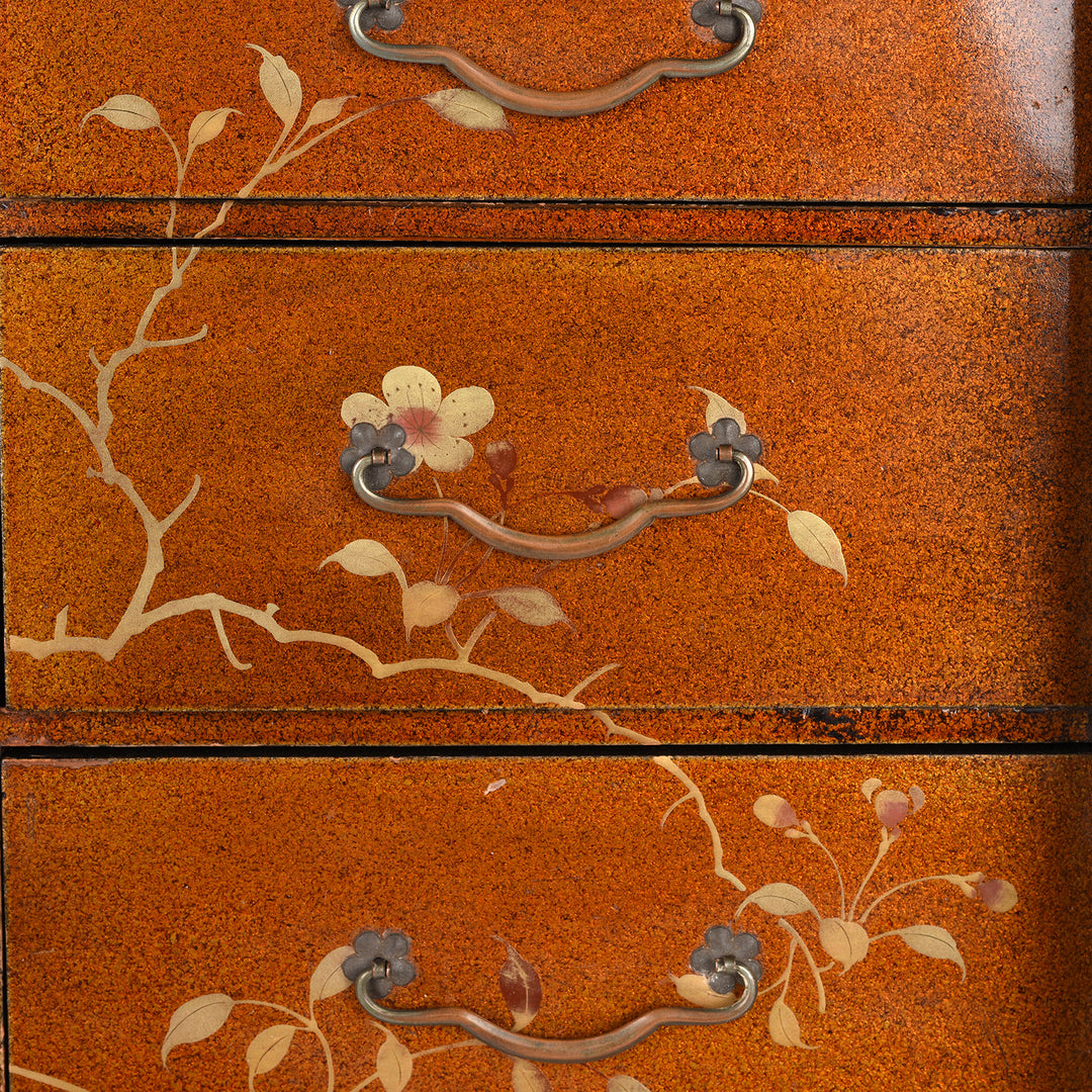 Handles Detail From Antique apanese Lacquered Kodansu Table Cabinet - Meiji Period | Indigo Antiques
