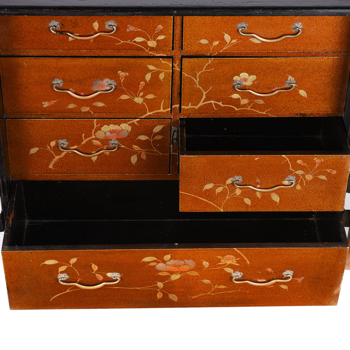 Drawer Detail From Antique apanese Lacquered Kodansu Table Cabinet - Meiji Period | Indigo Antiques