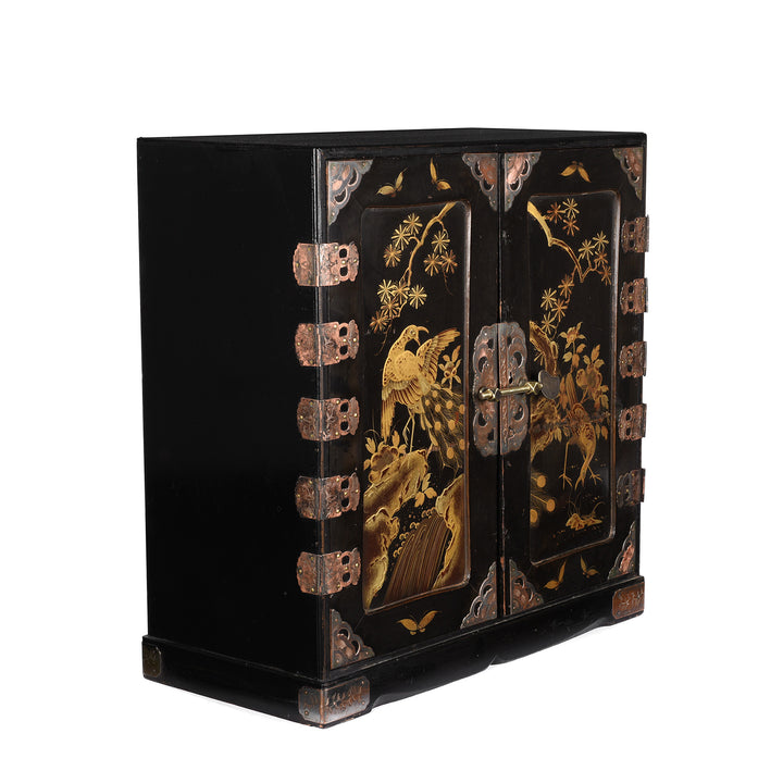 Angled View Of Antique apanese Lacquered Kodansu Table Cabinet - Meiji Period | Indigo Antiques