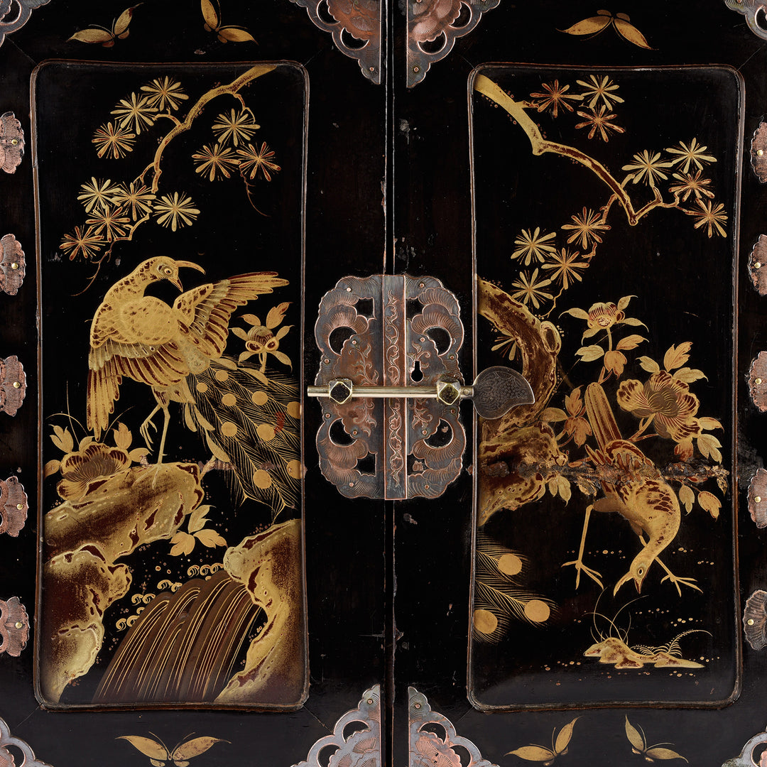 Detail From Antique apanese Lacquered Kodansu Table Cabinet - Meiji Period | Indigo Antiques