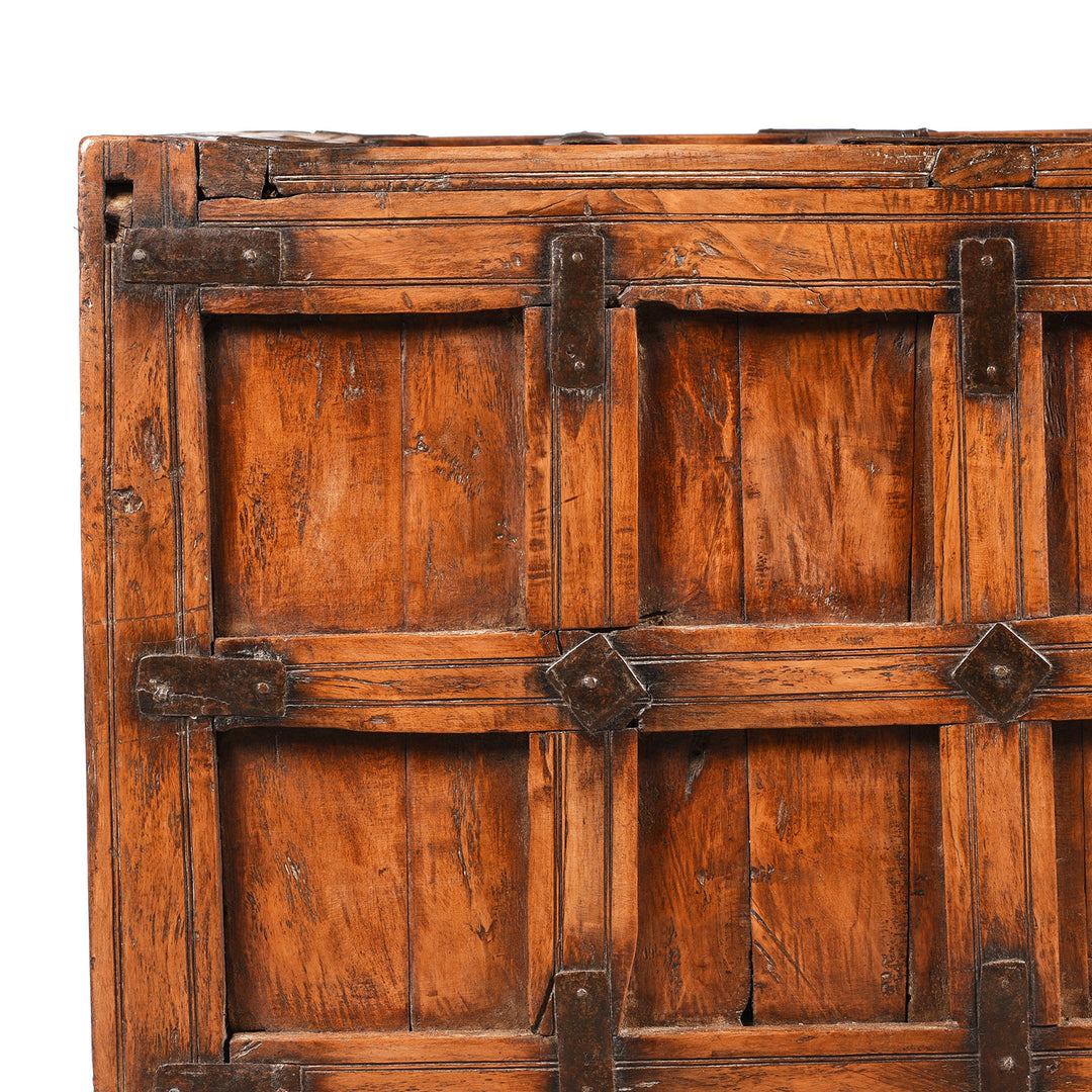 Corner Detail From Indian Stick Box Storage Chest From Jaisalmer - 19thC | Indigo Antiques