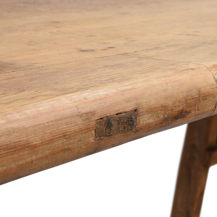 Detail From Trestle Dining Table Made From Old Elm | Indigo Antiques