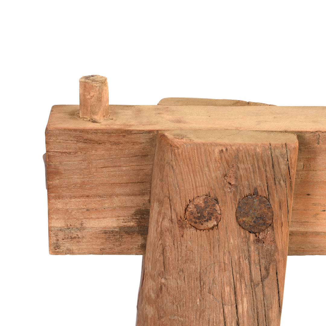 Detail From Trestle Dining Table Made From Old Elm | Indigo Antiques