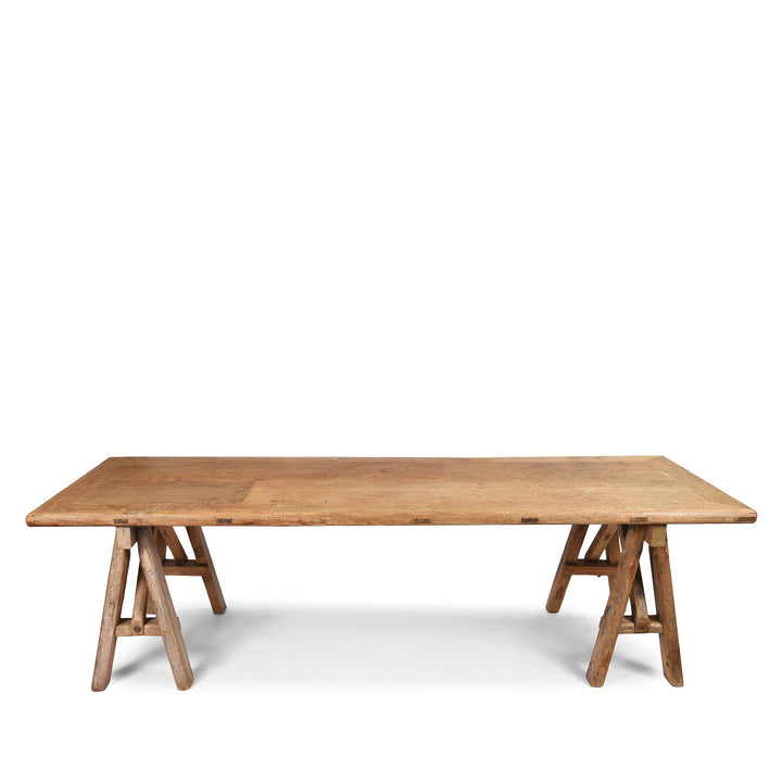 Trestle Dining Table Made From Old Elm | Indigo Antiques