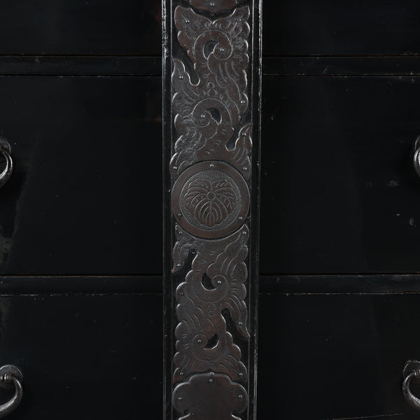 Japanese Black Lacquer Bo Dansu From Sakata - Meiji Period