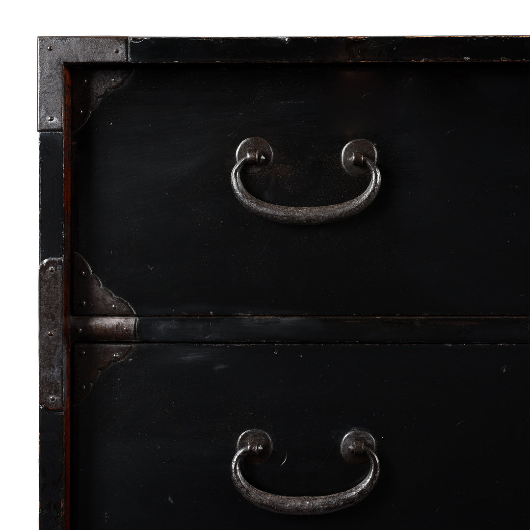 Corner Detail From Black Lacquer Japanese Bo Dansu From Japan - Meiji Period | Indigo Antiques
