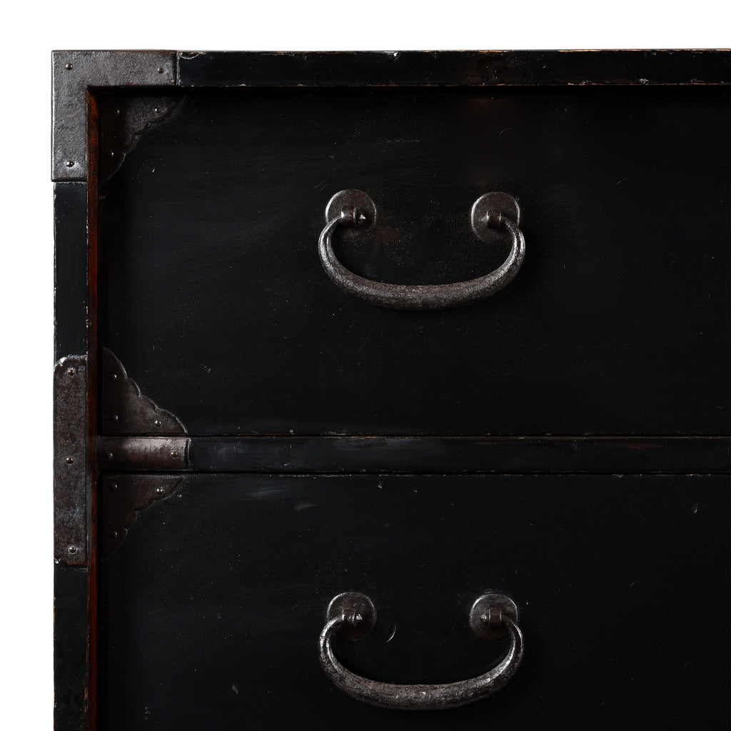 Japanese Black Lacquer Bo Dansu From Sakata - Meiji Period