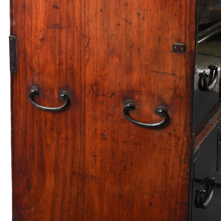 Handles Detail From Black Lacquer Japanese Bo Dansu From Japan - Meiji Period | Indigo Antiques