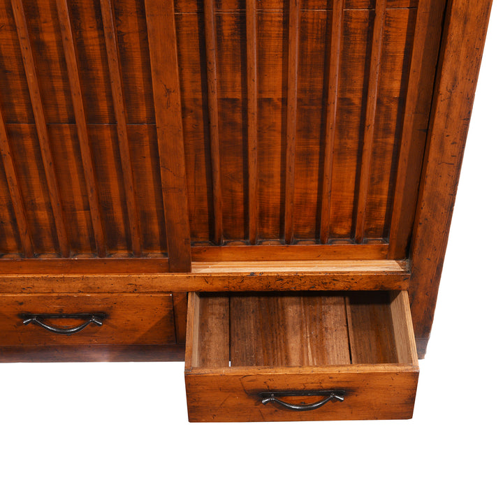 Open Drawer View Of Japanese Keyaki Bo Dansu Cabinet - Meiji Period | Indigo Antiques