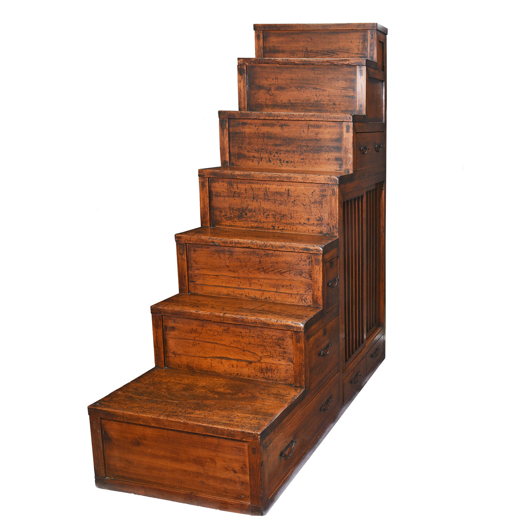 Angled View Of Japanese Keyaki Bo Dansu Cabinet - Meiji Period | Indigo Antiques