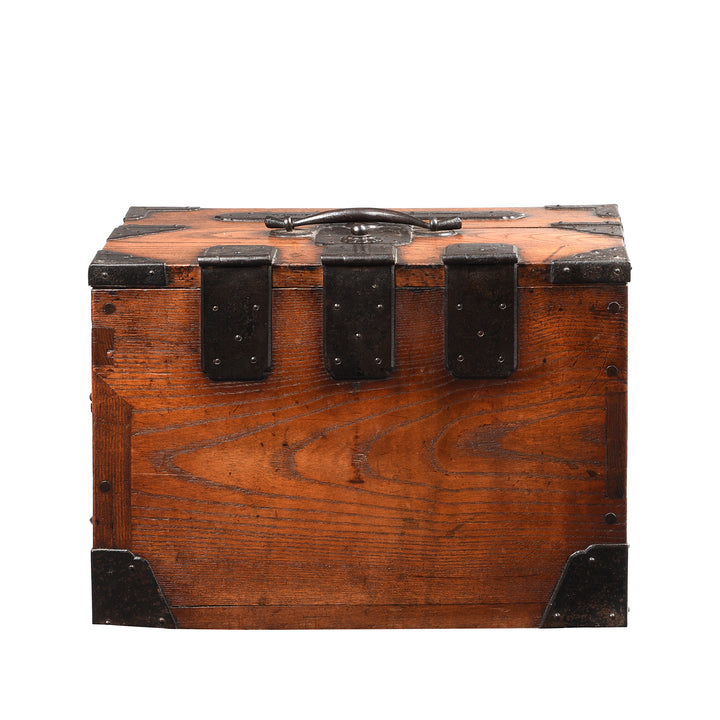 Back Of Antique Japanese Keyaki Zenibako Money Box - 19thC | Indigo Antiques