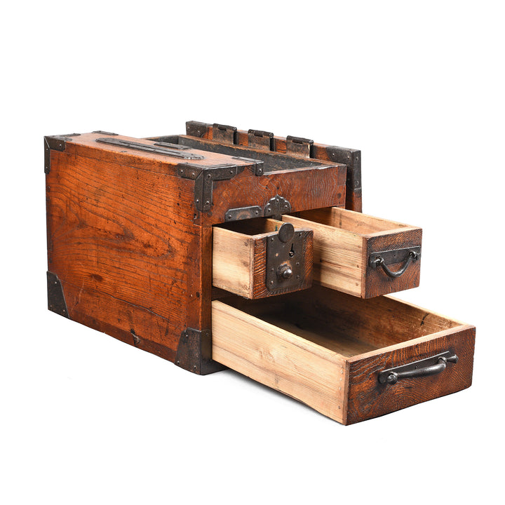 Drawers View Of Antique Japanese Keyaki Zenibako Money Box - 19thC | Indigo Antiques