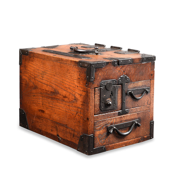 Japanese Keyaki Zenibako Money Box - 19thC