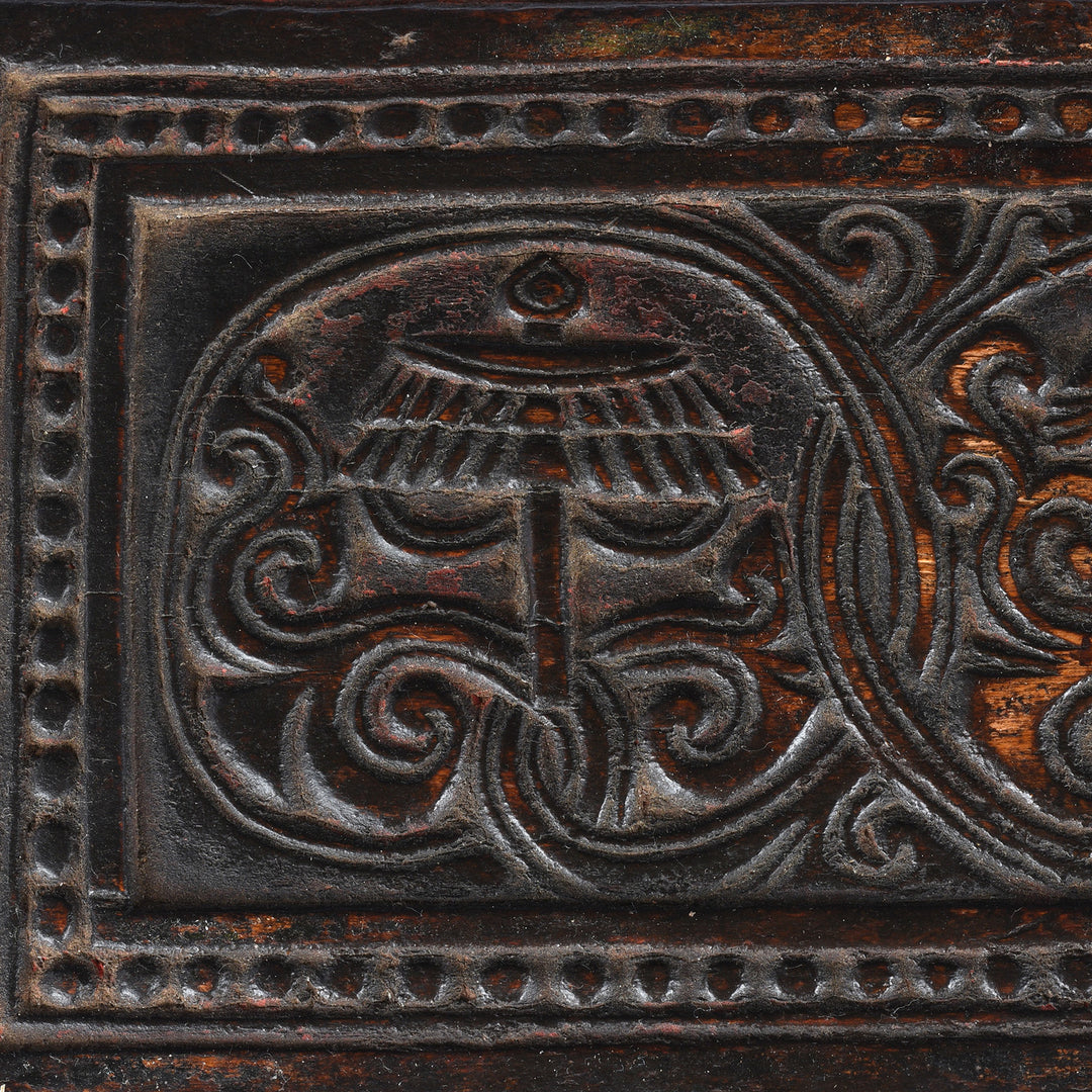 Carving Detail From Antique Tibetan Sutra Prayer Book  Cover - 19th Century | Indigo Antiques