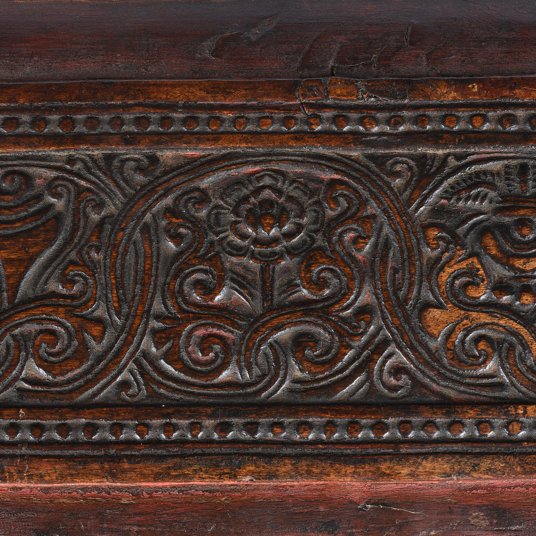 Carving Detail From Antique Tibetan Sutra Prayer Book  Cover - 19th Century | Indigo Antiques