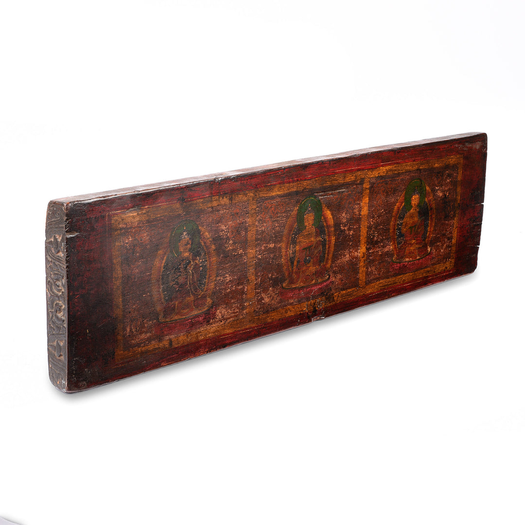 Angled View Of Antique Tibetan Sutra Prayer Book  Cover - 19th Century | Indigo Antiques