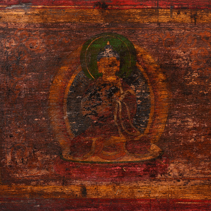 Buddha Detail From Antique Tibetan Sutra Prayer Book  Cover - 19th Century | Indigo Antiques