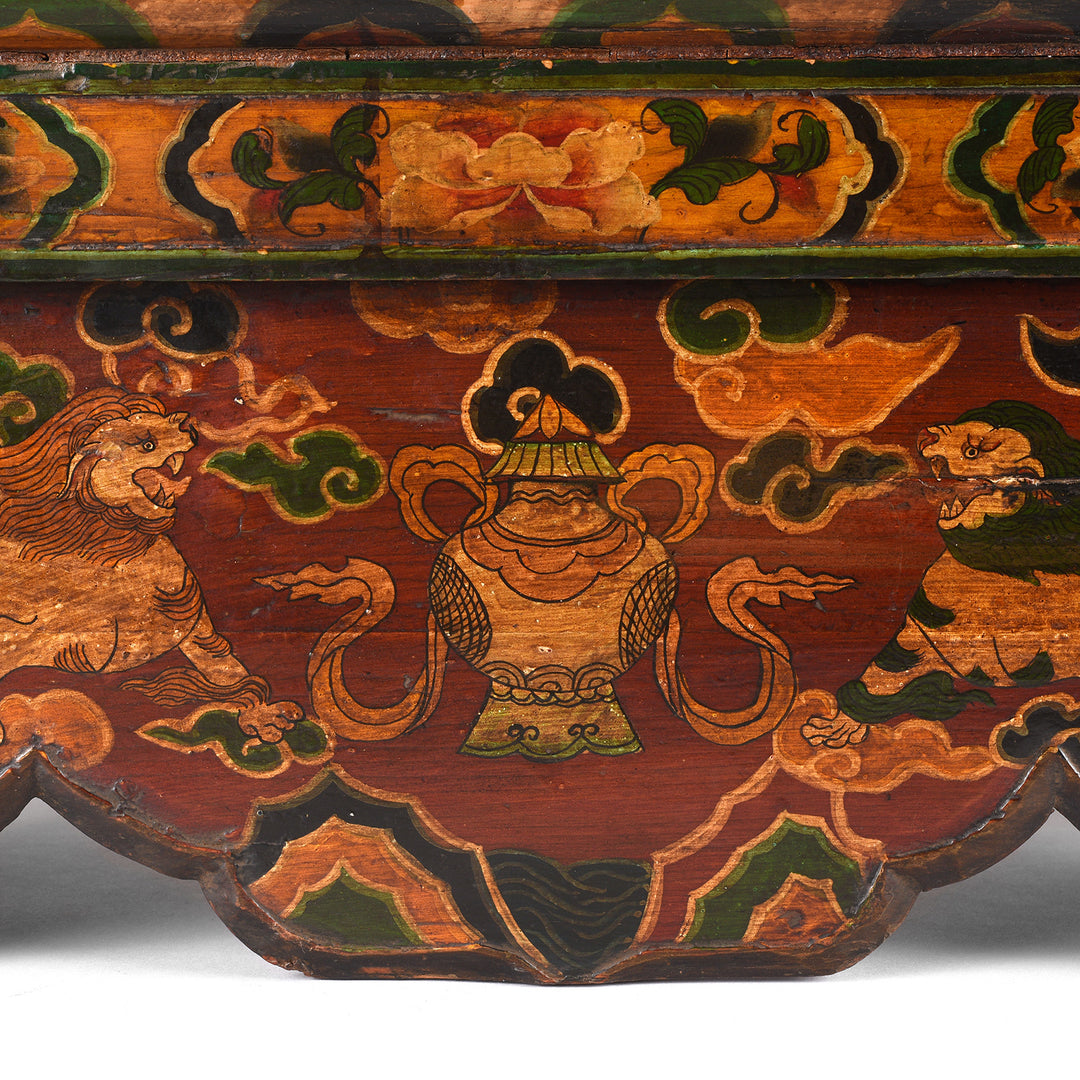 Detail From Antique Old Tibetan Folding Choksar With Later Paint | Indigo Antiques