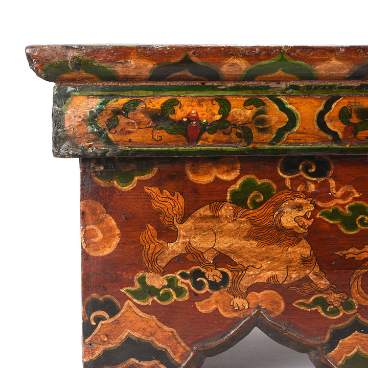 Corner Detail From Antique Old Tibetan Folding Choksar With Later Paint | Indigo Antiques