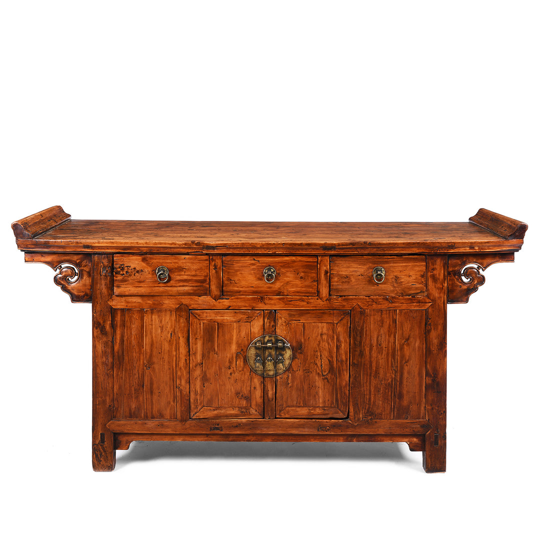 Antique 3 Drawer Chinese Cypress Wood Sideboard From Hebei - 19thC | Indigo Antiques