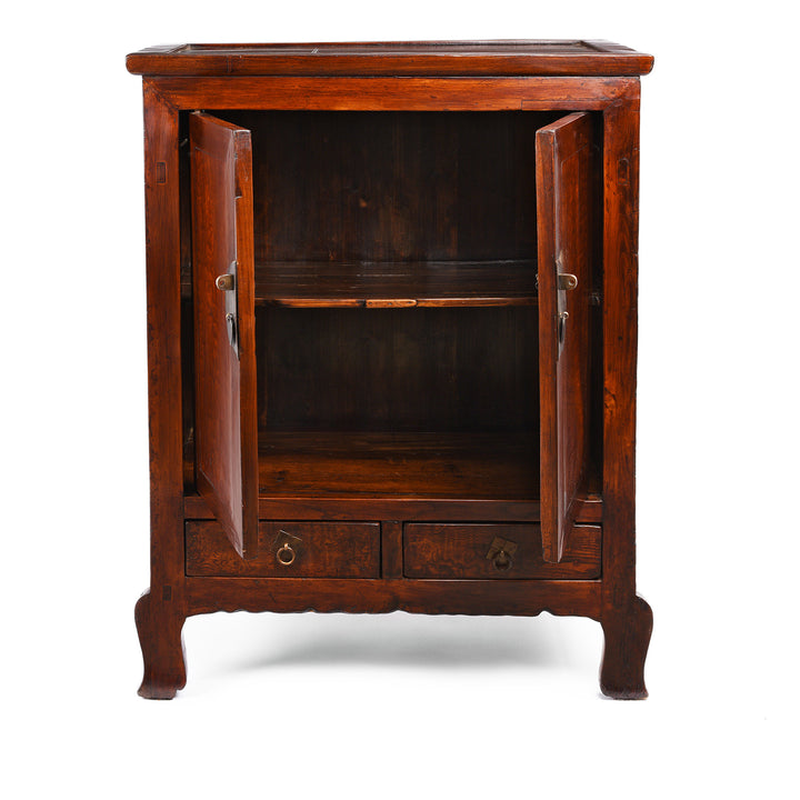 Open Door View Of Mulberry Chinese Antique Cabinet From Gansu - 19thC | Indigo Antiques
