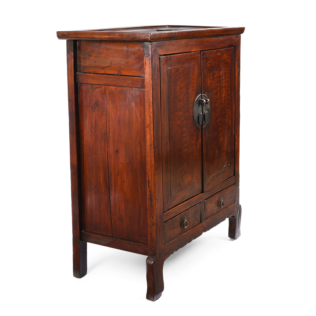 Angled Detail From Mulberry Chinese Antique Cabinet From Gansu - 19thC | Indigo Antiques