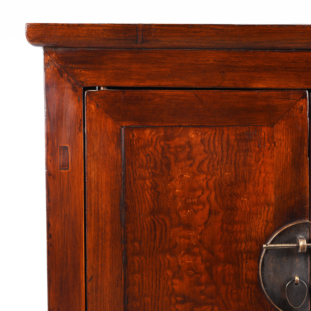 Corner Detail From Mulberry Chinese Antique Cabinet From Gansu - 19thC | Indigo Antiques