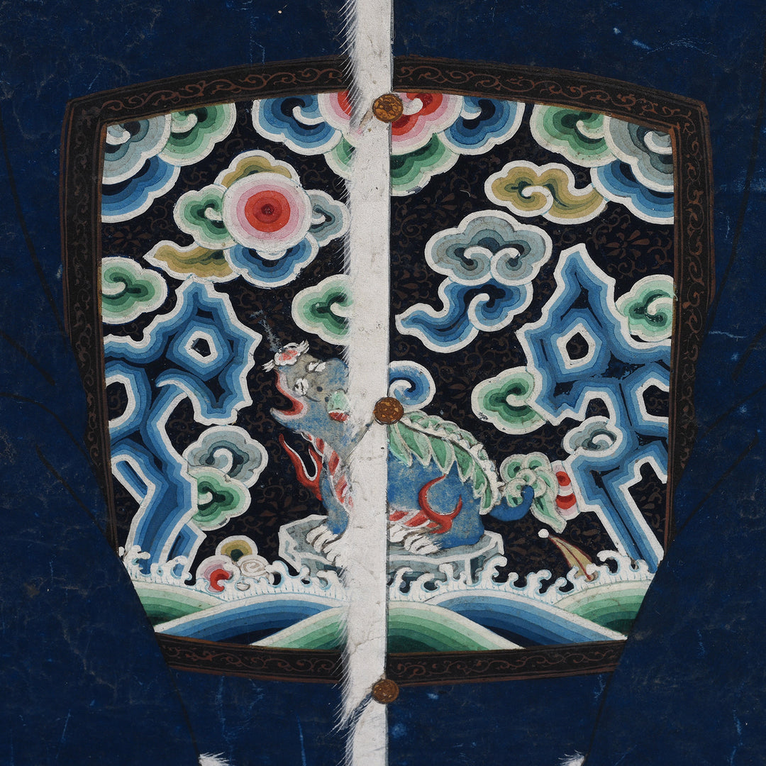 Crest Detail From Antique Ancestor Painting - Watercolour on Paper - 19th Century | Indigo Antiques