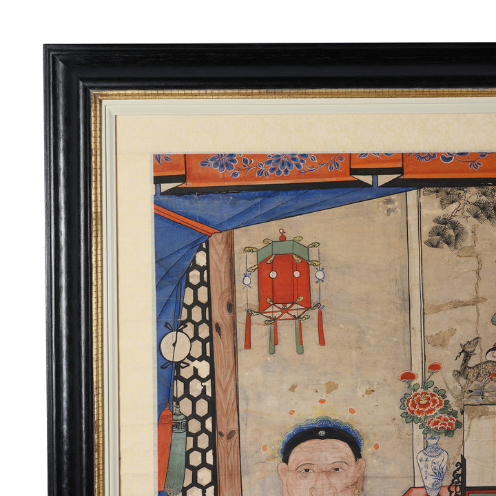 Frame Detail From Antique Ancestor Painting - Watercolour on Paper - 19th Century | Indigo Antiques