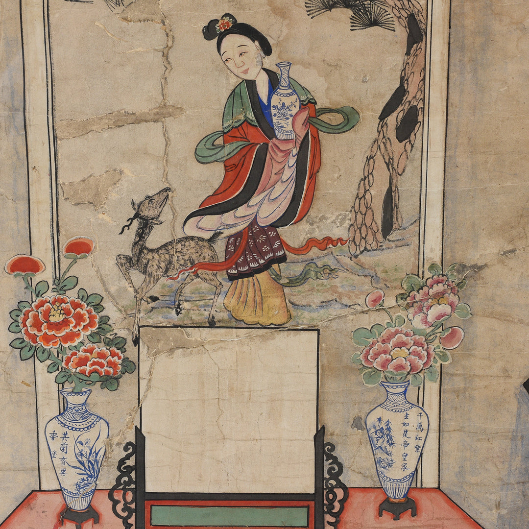 Background Detail Of Magu From Antique Ancestor Painting - Watercolour on Paper - 19th Century | Indigo Antiques