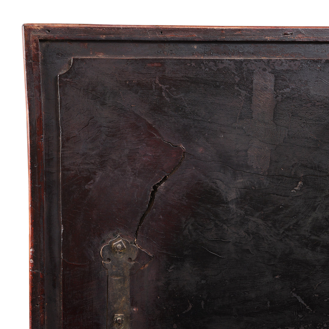 Lid Detail From Antique Red Lacquer Camphor Chinese Chest - 18th Century | Indigo Antiques