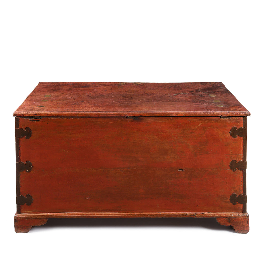 Back Of Antique Red Lacquer Camphor Chinese Chest - 18th Century | Indigo Antiques