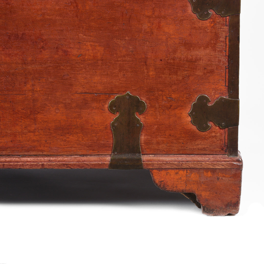 Foot Detail From Antique Red Lacquer Camphor Chinese Chest - 18th Century | Indigo Antiques