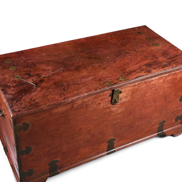 Surface Top Detail From Antique Red Lacquer Camphor Chinese Chest - 18th Century | Indigo Antiques