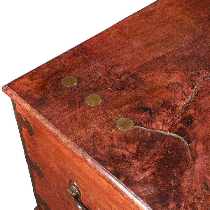 Top Detail From Antique Red Lacquer Camphor Chinese Chest - 18th Century | Indigo Antiques