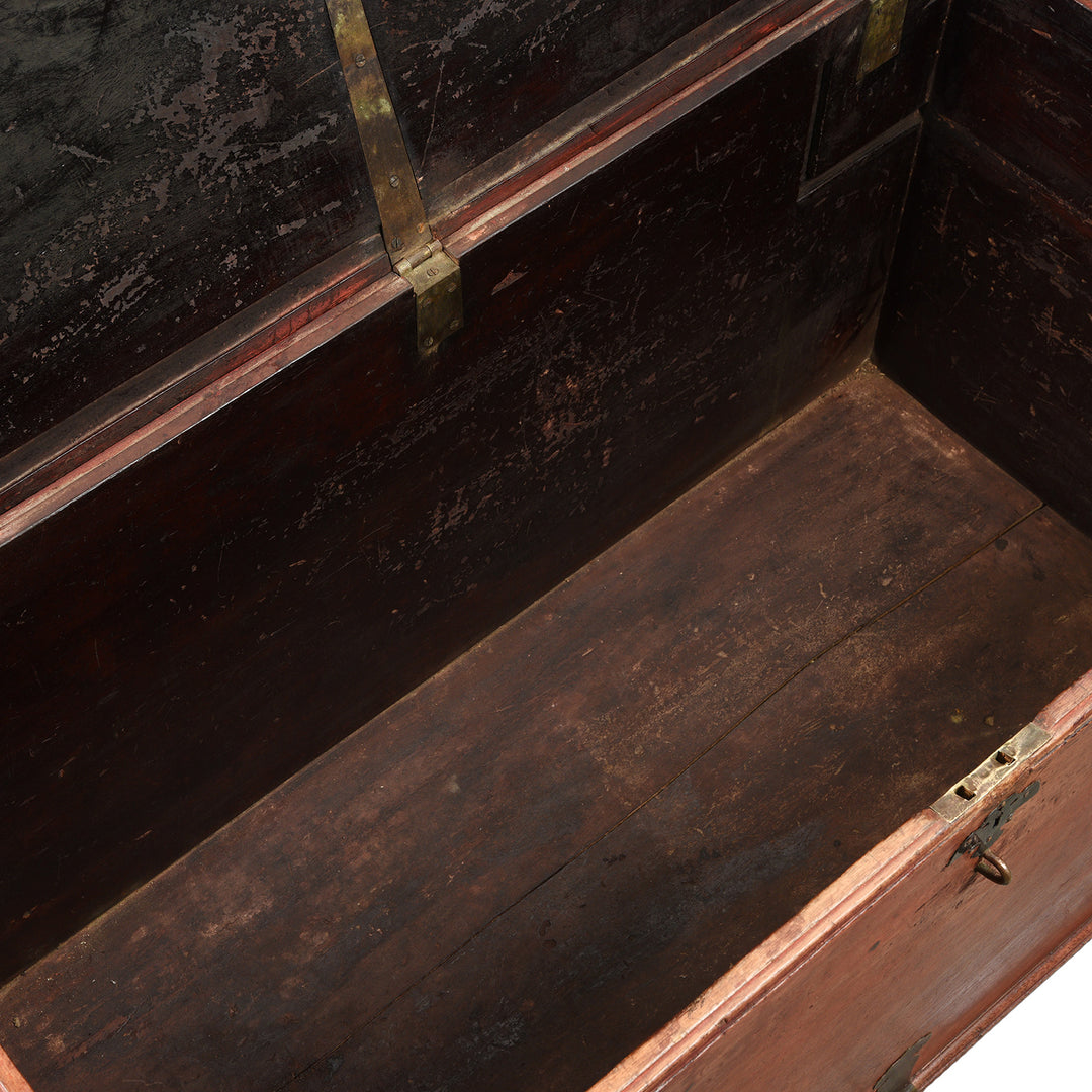 Interior Detail From Antique Red Lacquer Camphor Chinese Chest - 18th Century | Indigo Antiques