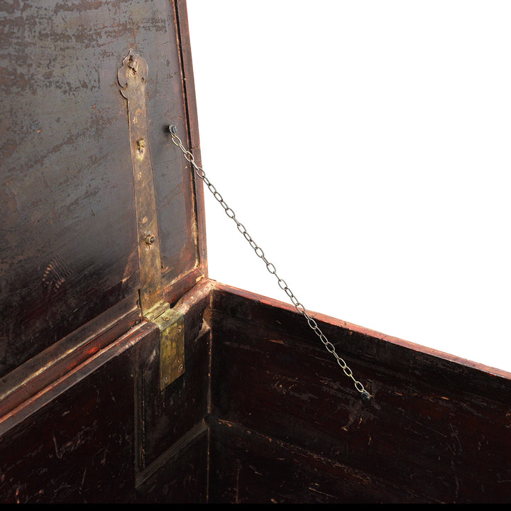 Chain Detail From Antique Red Lacquer Camphor Chinese Chest - 18th Century | Indigo Antiques