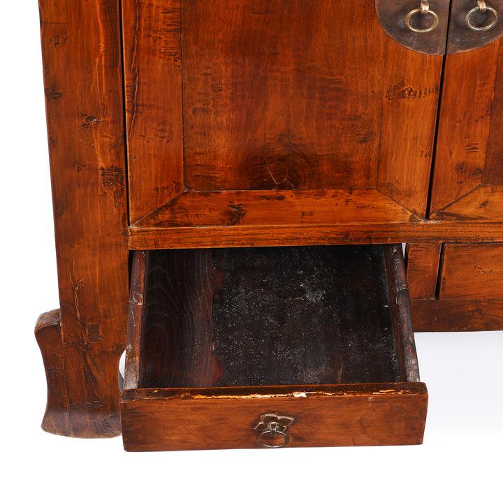 Drawer Detail From Antique Walnut Chinese Gansu Cabinet - 19th Century | Indigo Antiques