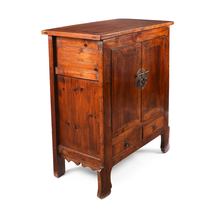 Angled View Of Antique Walnut Chinese Gansu Cabinet - 19th Century | Indigo Antiques