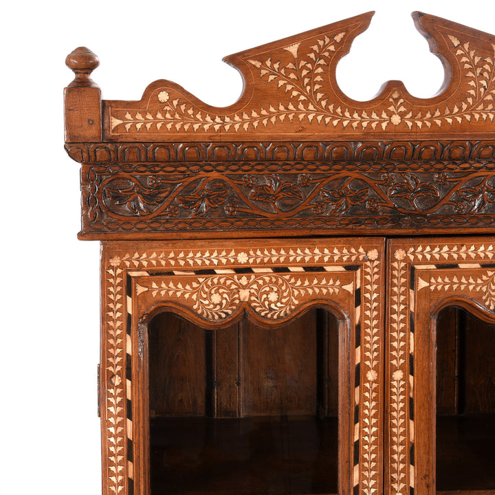 Corner Detail From An Antique Anglo-Indian Bone Inlay Glazed Cabinet - 19th Century | Indigo Antiques