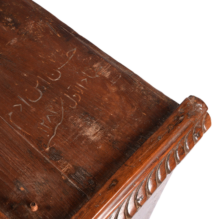 Engraving Detail From Antique Bone Inlay Glazed Cabinet From India - Late 19th Century | Indigo Antiques