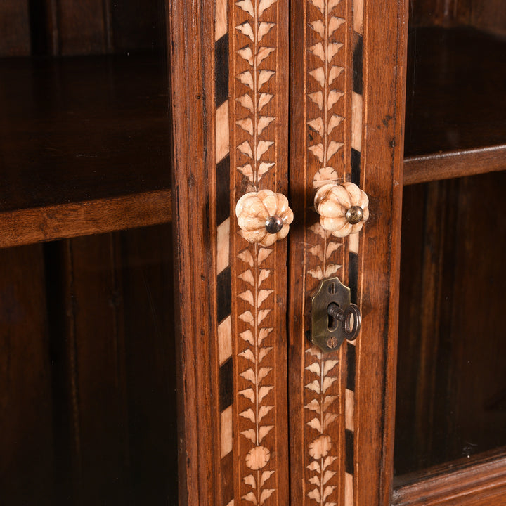 Door Know Detail From Antique Bone Inlay Glazed Cabinet From India - Late 19th Century | Indigo Antiques