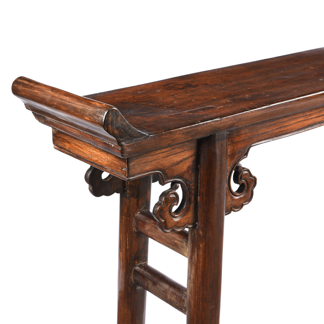 Detail From Antique Poplar & Pawlownia  Chinese Altar Table From Shandong - 19th Century