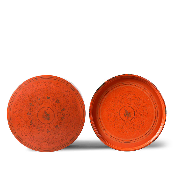 Burmese lacquerware betel box base and top| Indigo Antiques