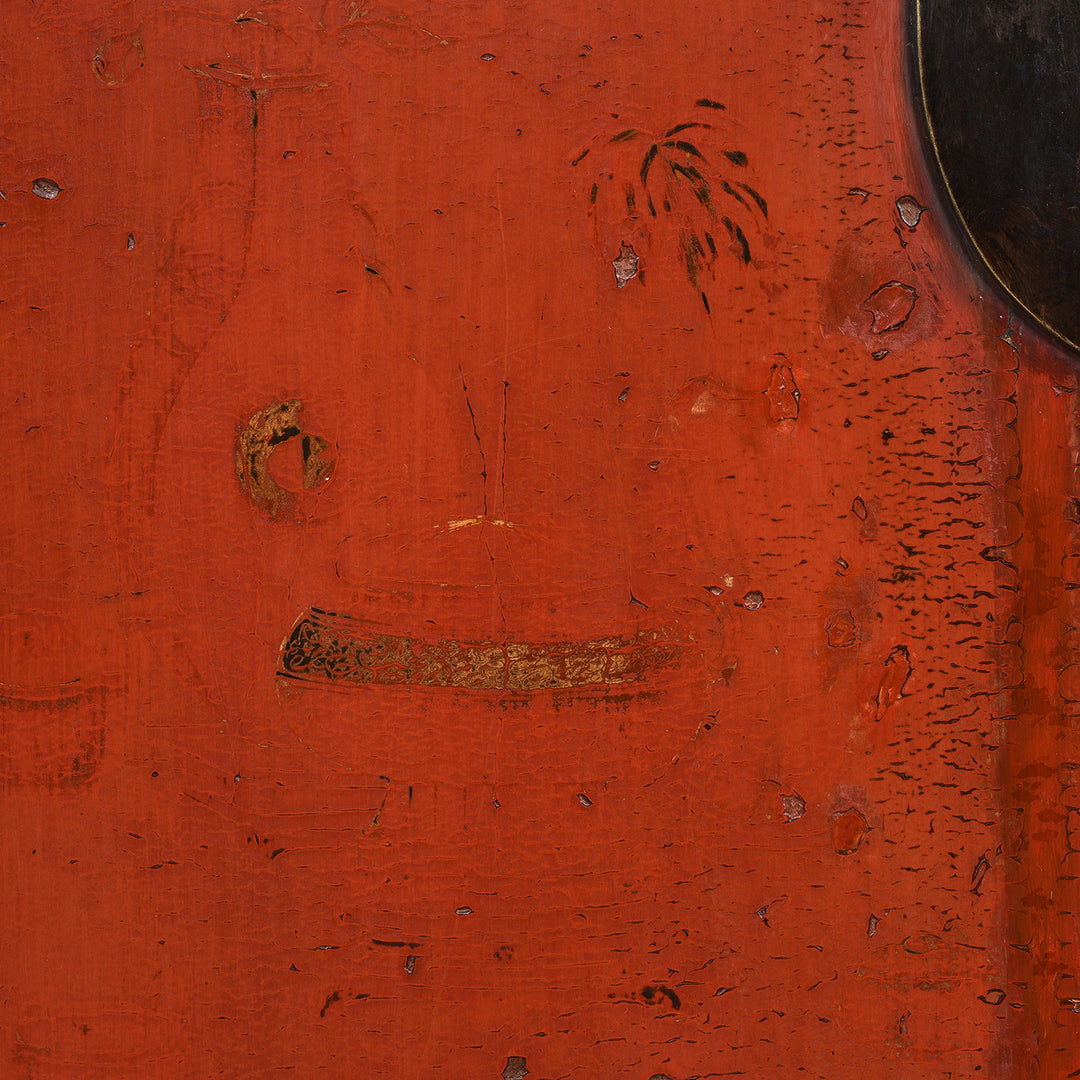 Old Design Detail From Antique Red & Black Lacquer Book Cabinet From Shanxi Province - 19th Century | Indigo Antiques