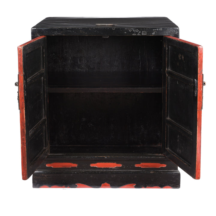 Interior Of Antique Red & Black Lacquer Book Cabinet From Shanxi Province - 19th Century | Indigo Antiques