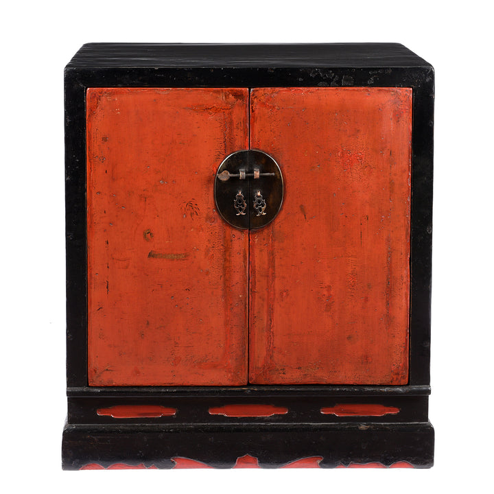 Antique Red & Black Lacquer Book Cabinet From Shanxi Province - 19th Century | Indigo Antiques