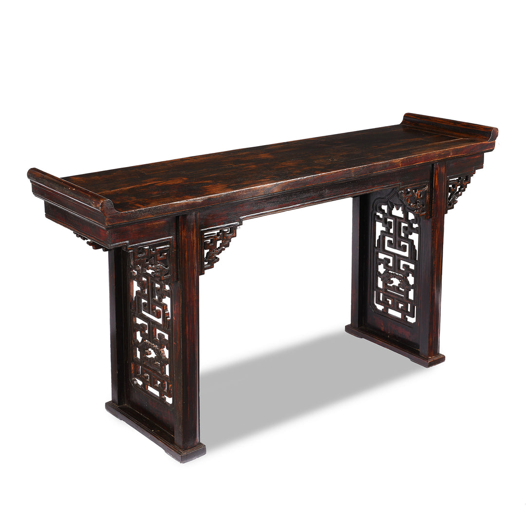 Angled View Of Antique Chinese Altar Table From Shanxi Province - 19th Century | Indigo Antiques